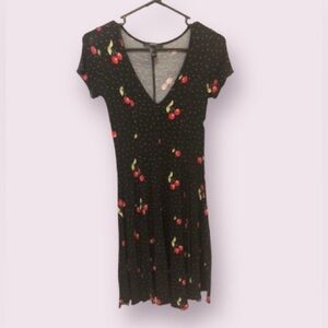 Forever 21 Cherry Polka-Dot Print Dress | Size Small